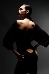 sexy woman in dress with naked back