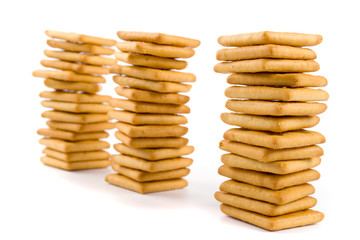 three stacks of cookie