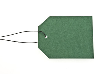 Green shop label with lace isolated on white