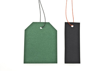 Two  shop labels with lace isolated on white