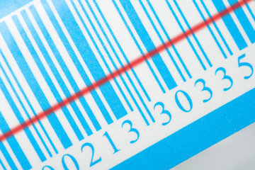 blue barcode with laser strip