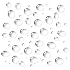Water drops isolated over white square background