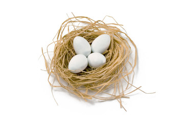 Chocolate Eggs in Straw Nest