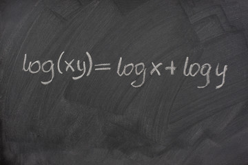 logarithm formula on a school blackboard