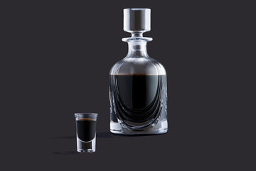 bottiglia di cristallo con nocino