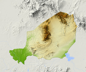Niger, shaded relief map