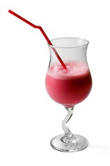 Raspberry cocktail decorated with tubule