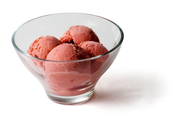Red Ice-cream balls in transparent glass