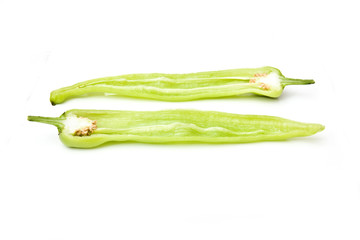 Carliston peppers isolated on a white studio background.