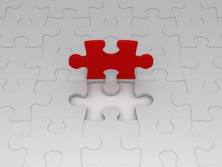 Fototapeta premium rotes puzzle-teil mit lücke