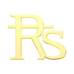 Obraz premium Gold Indian rupees sign isolated on white.