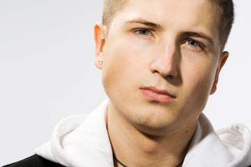 Fototapeta premium attractive modern man in white and black clothes