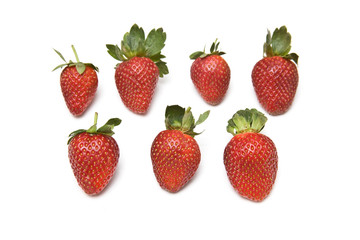 Strawberries isolated on a white background.