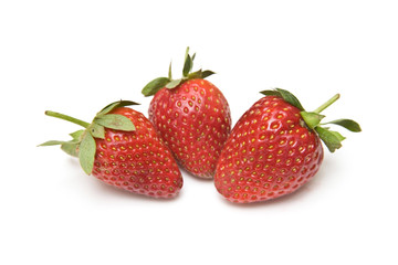 Strawberries isolated on a white background.