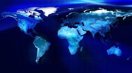 World Map - Blue version with mesh © mgahura