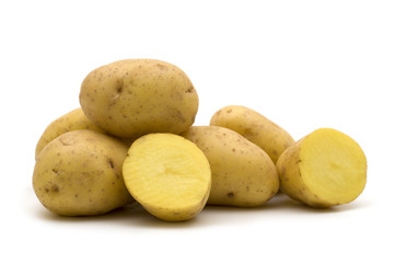 slice potato on white background