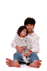 Two brothers laughing together