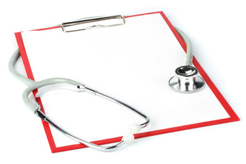 Blank clipboard with stethoscope