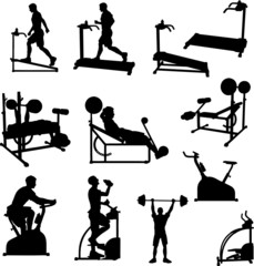 Male Excercise Silhouettes - 12575094