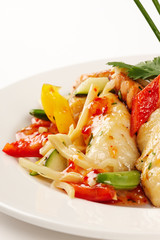 Asiatische Fischpfanne mit Mie-Nudeln