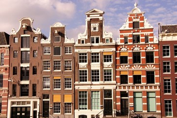 Houses at a canal in amsterdam in the Netherlands