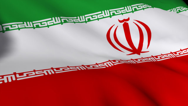 3d Iranian Flag waving in the wind