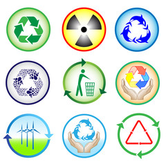 Vector recycle icons. Color set. Simply change.