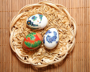 Easter eggs in the basket.