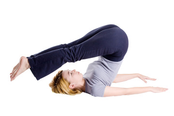 Female doing yogatic exericise.