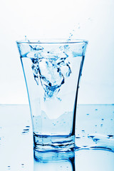 pure water splashing into glass