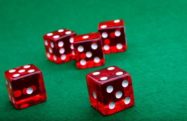 red dice on green