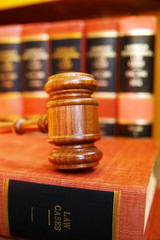 gavel on law books