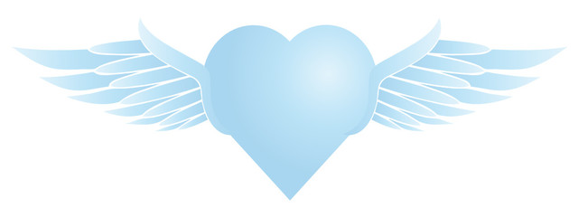 coeur bleu avec des ailes