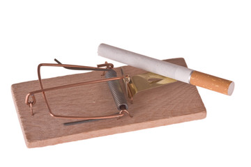 cigarette in mousetrap
