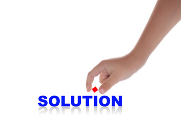 Hand and word isolated on white, concept picture