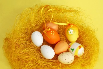 Easter eggs in the nest