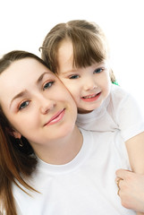 happy mother and daughter