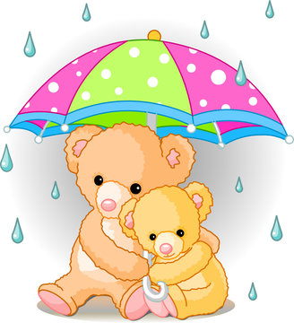 Bears under umbrella