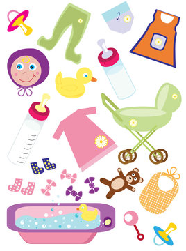 Baby Design Elements For Clip Art Or Icons - vector illustration