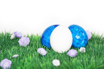 Weisses Ei im Vordergrund