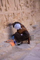 Worker working on Great Sphinx of Giza