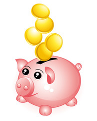 Piggy bank and money