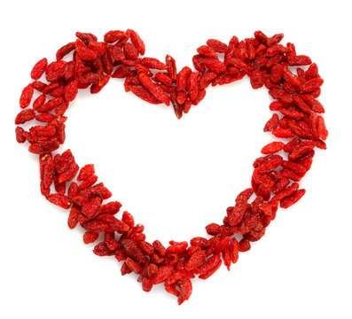 GOJI berryes heart shape bright red color