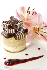 Mousse de arroz a la vainilla y chocolate. México.