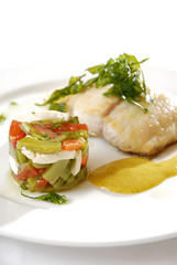 Pescado en salsa de cilantro con nopales. México