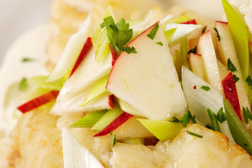 Knurrhahnfilet gedünstet mit Gemüse und Reis