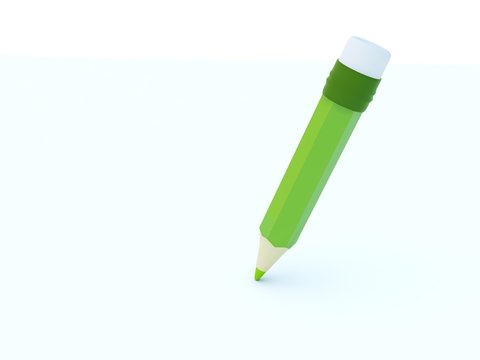 Green pencil icon isolated on white