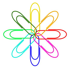 Fototapeta premium Multicolored paper clips isolated on white backgro