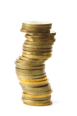 stack of golden coins isolated