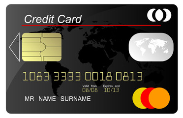 Black credit card vector, highly detailed